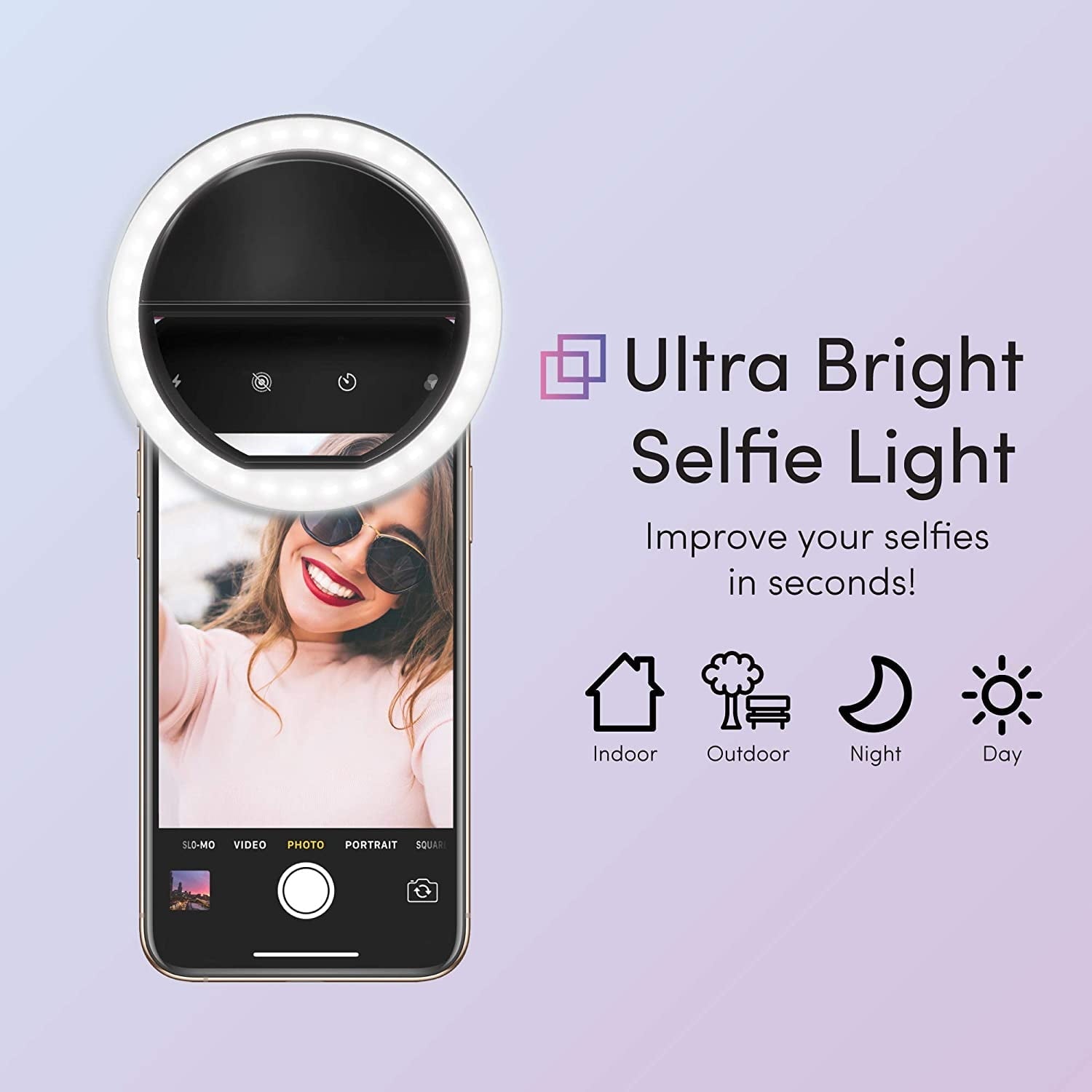 Portable USB Rechargeable Mini Mobile Selfie LED Ring Light with 3 Brightness Level