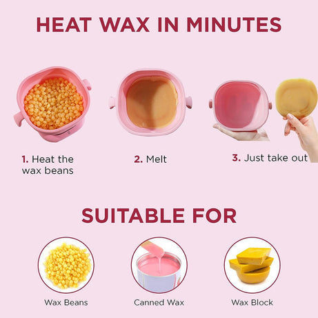 Portable and Easy To Use Electric Silicone Non-Stick Wax Warmer Heater Machine with Lid for Gentle Hair Removal For Men and Women