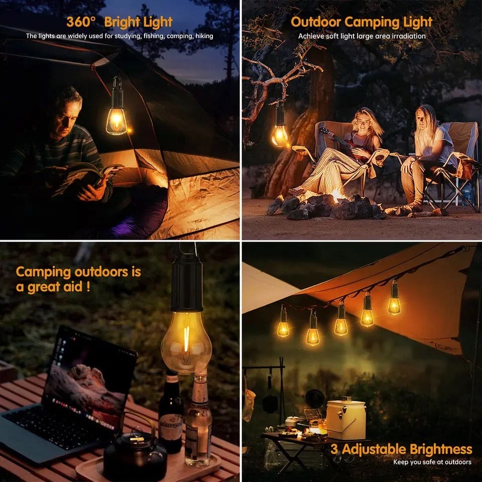 Mini Portable Emergency Rechargeable Waterproof LED Lamp Bulb with Clip Hook Type C Charging