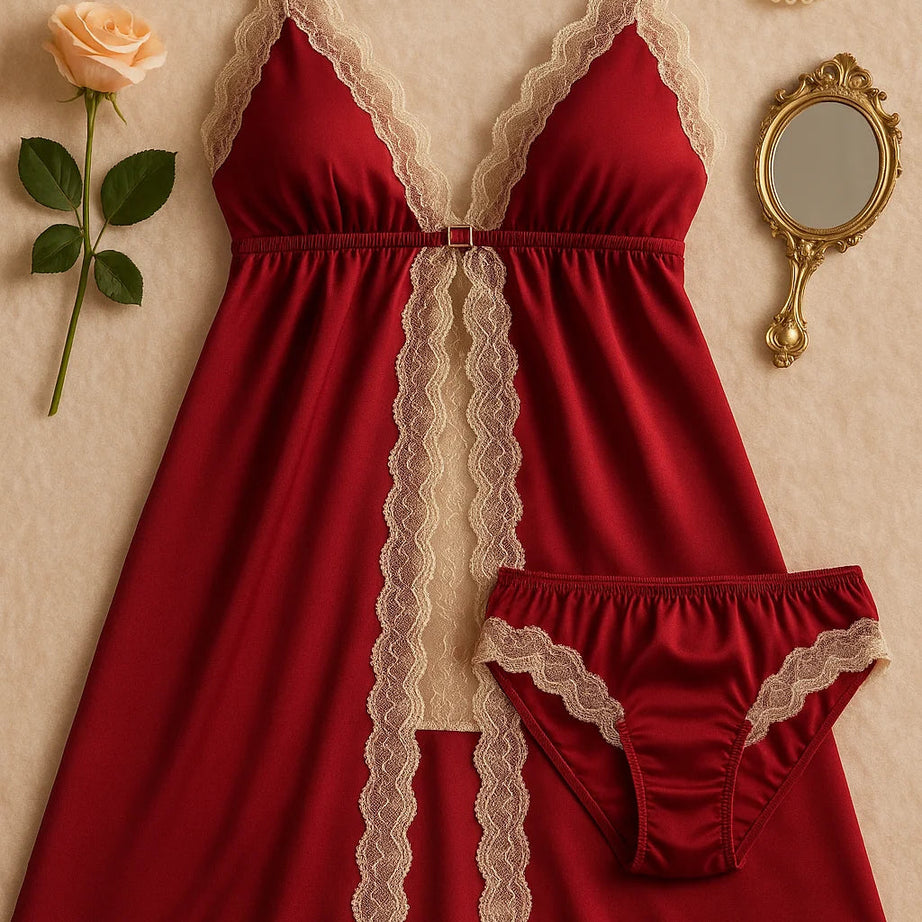 BLUSHING BRIDE NIGHTY 2 PIECES