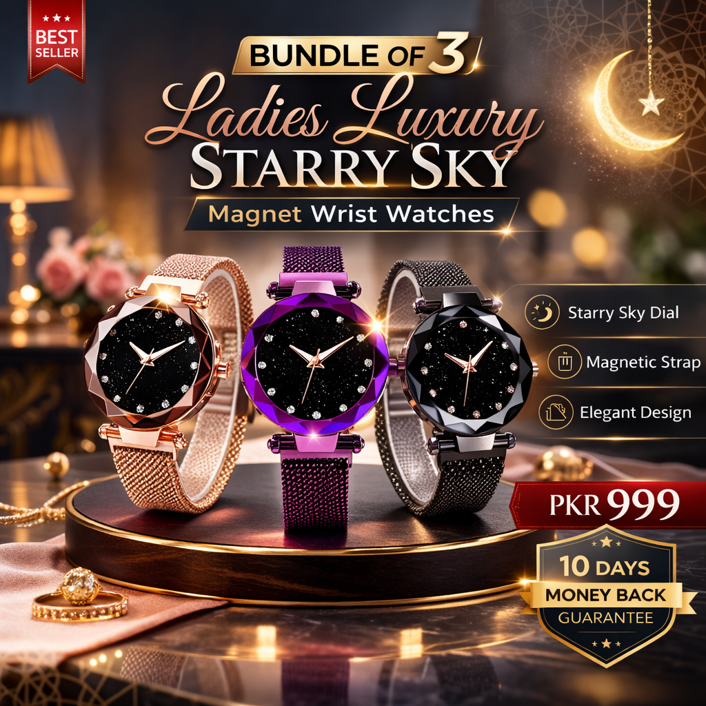 Bundle of 3 ladies Luxury Starry Sky Magnet Wrist Watches