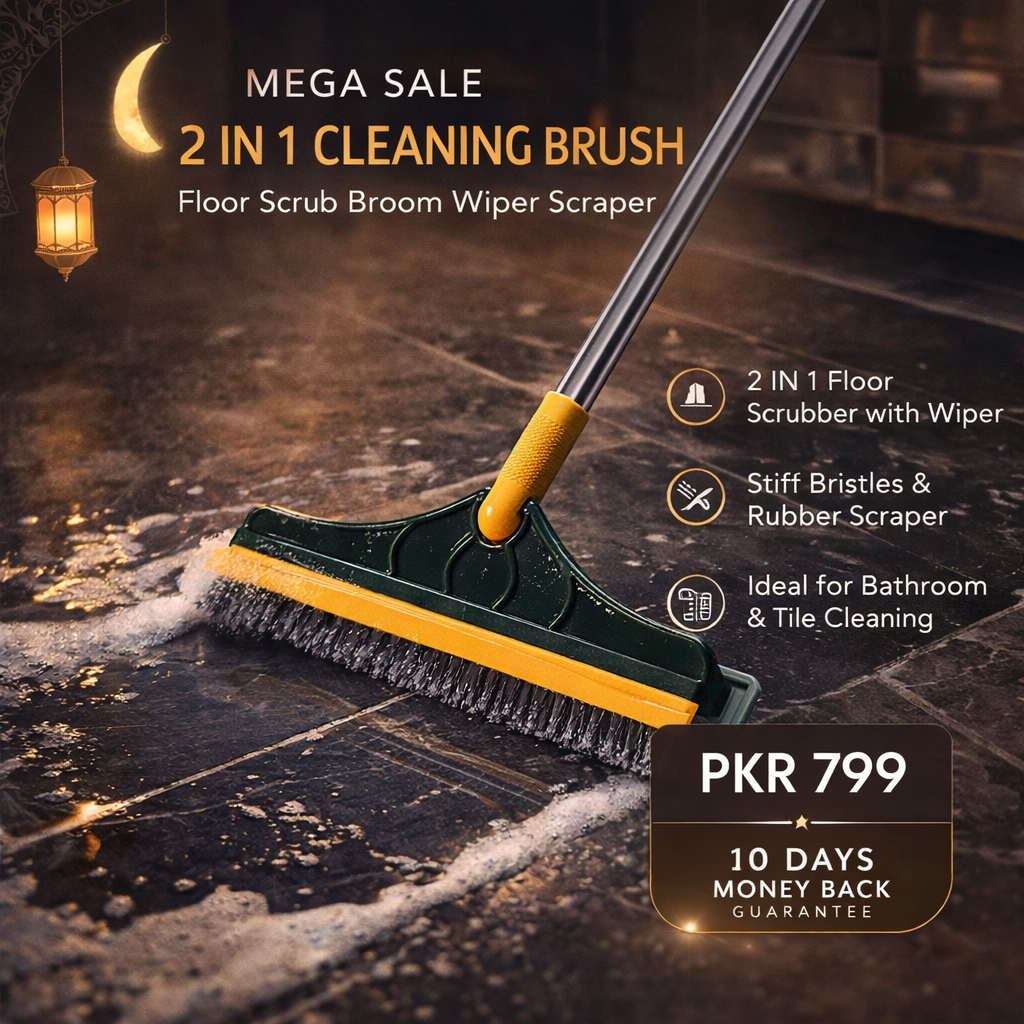 (Mega Sale) 2 in 1 Cleaning Brush Floor Scrub Broom Wiper Scraper