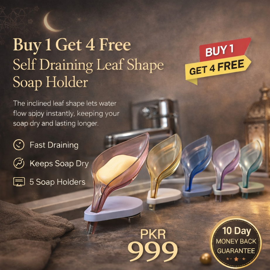 Buy 1 Get 4 Free Self Draining Leaf Shape Soap Holder