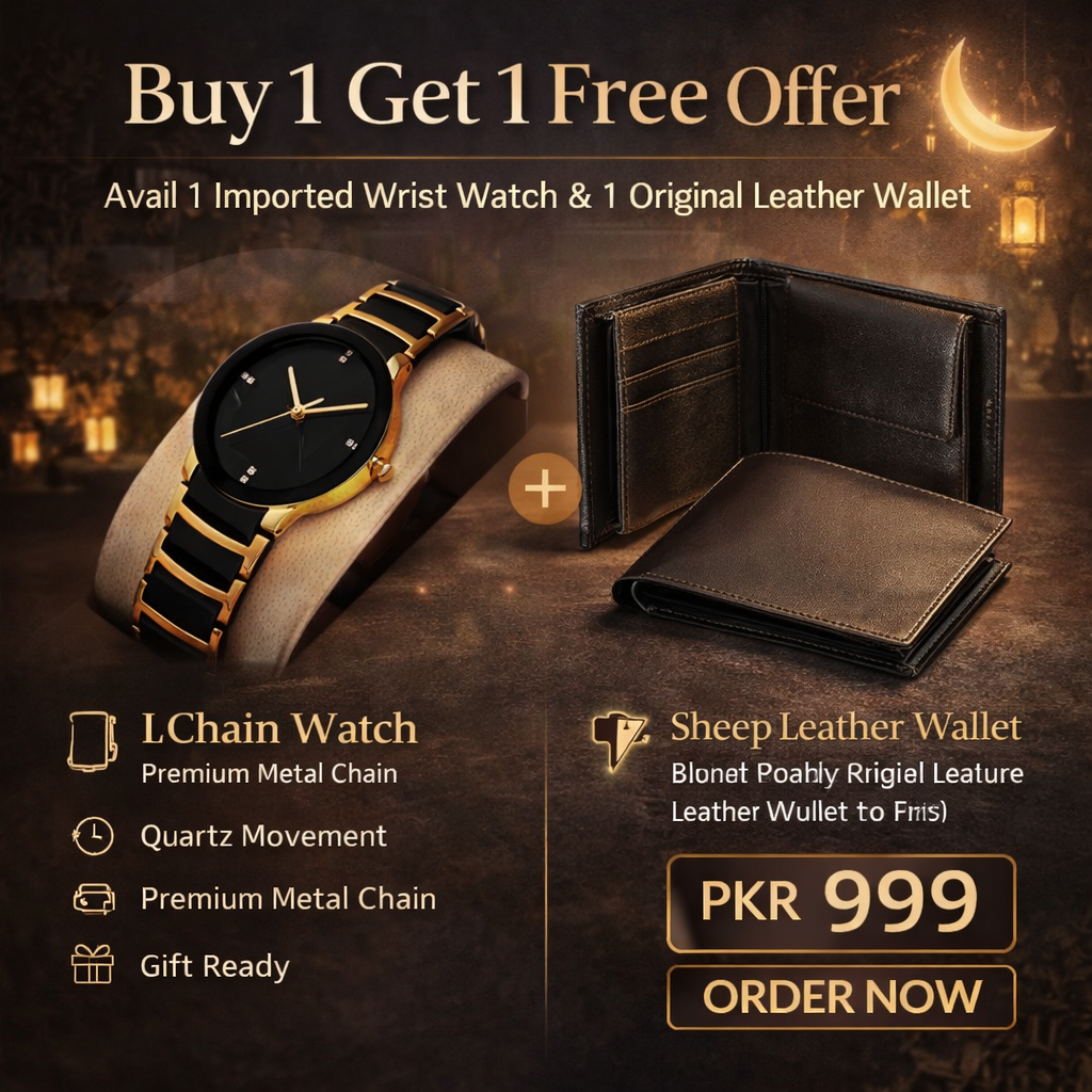 Buy 1 Get 1 Free Offer Avail 1 Imported Wrist Watch & 1 Original Leather Wallet in Rs 999
