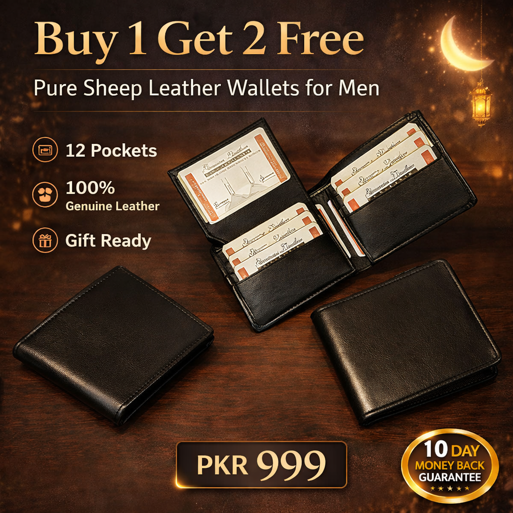 Buy 1 Get 2 Free Pure Sheep Leather Wallets for Men with 12 Pockets
