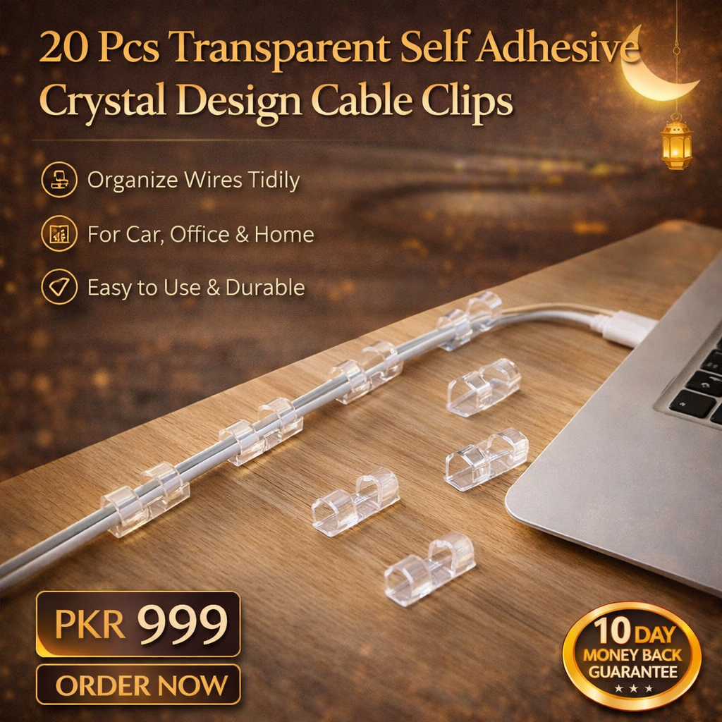 20 Pcs Transparent Self Adhesive Crystal Design Cable Clips for Car Office and Home