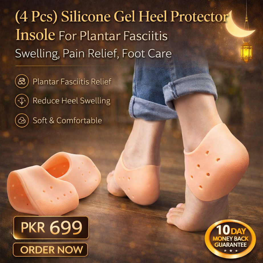 (4 Pcs) Silicone Gel Heel Protector Insole for Plantar Fasciitis Swelling, Pain Relief, Foot Care