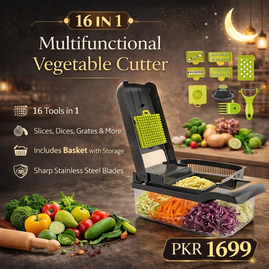 16 in 1 Multifunctional Vegetable Slicer Cutter Shredders Slicer with Basket for Fruit Potato and Vegetable