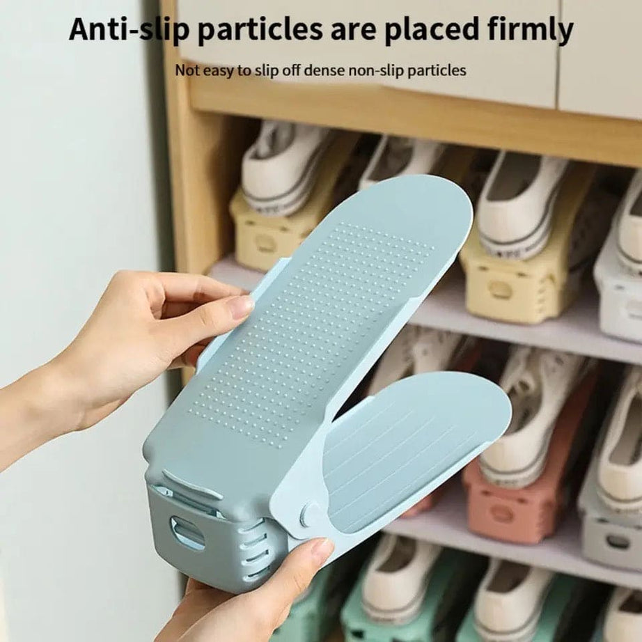 (Pack of 2) Foldable Double Layer Shoes Organizer Storage Rack for Closet Home and Outdoor Use