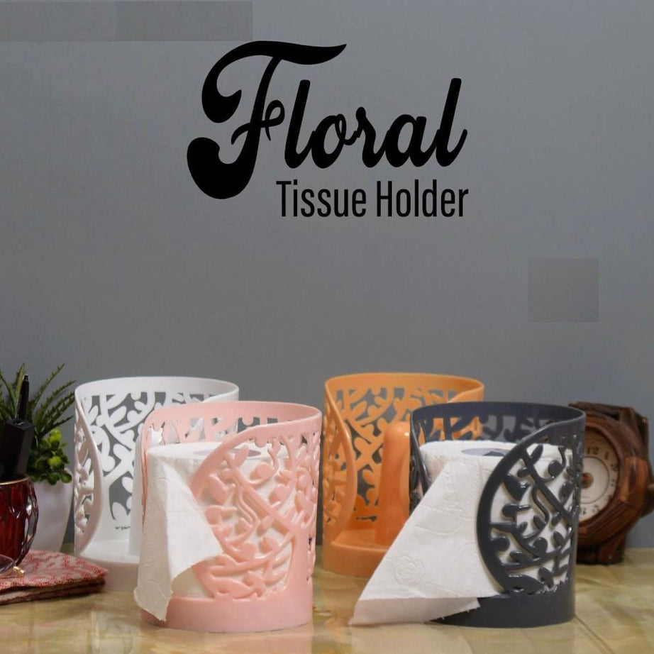 (Pack of 2) Plastic Flower Design Tissue Roll Paper Holder For Home and Outdoor Use