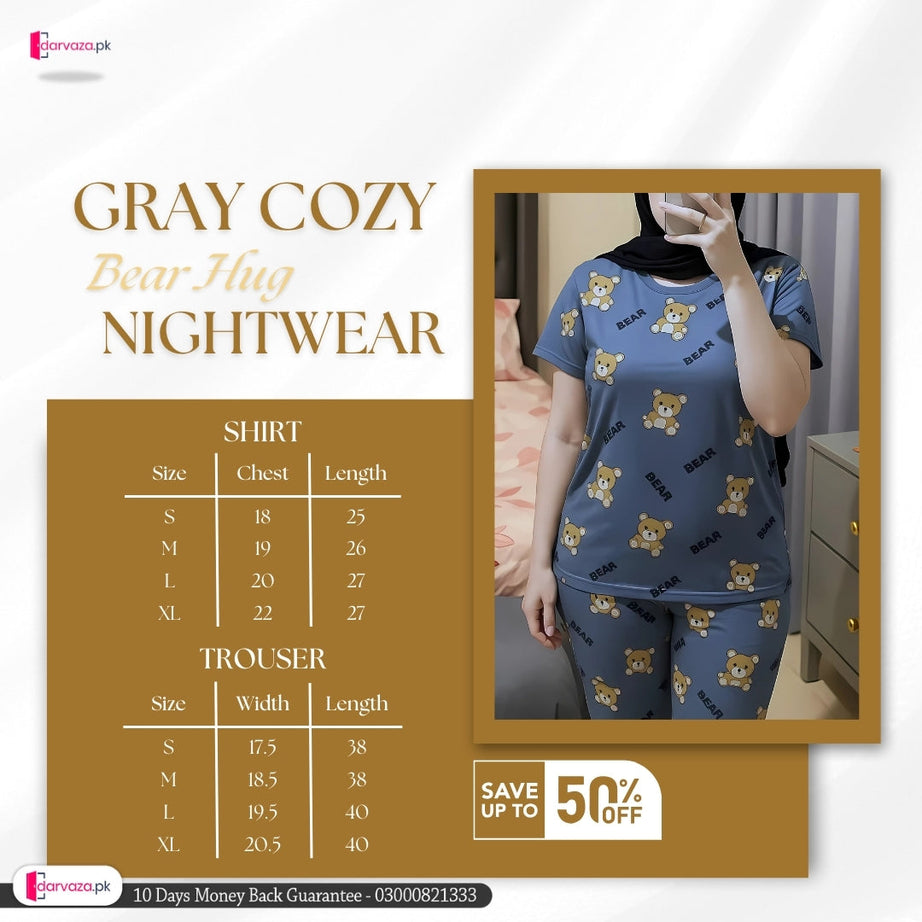 Gray Cozy Bear Hug Nightwear