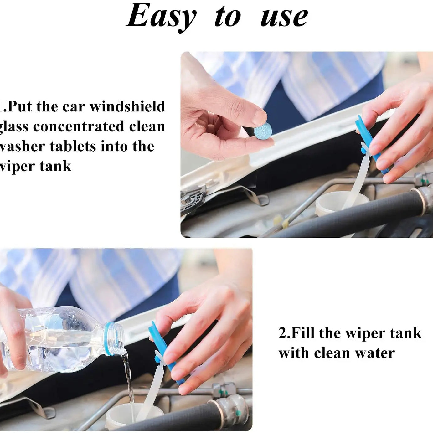 (Pack of 20) Water Dissolving Cleaning Tablets For Car Windshield Home and Outdoor Use