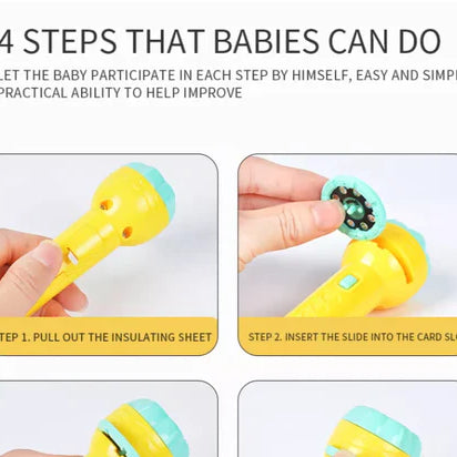 Portable Mini Projector Torch Toy Slide Flashlight with 3 Slides 24 Patterns For Kids Education Learning Night Light