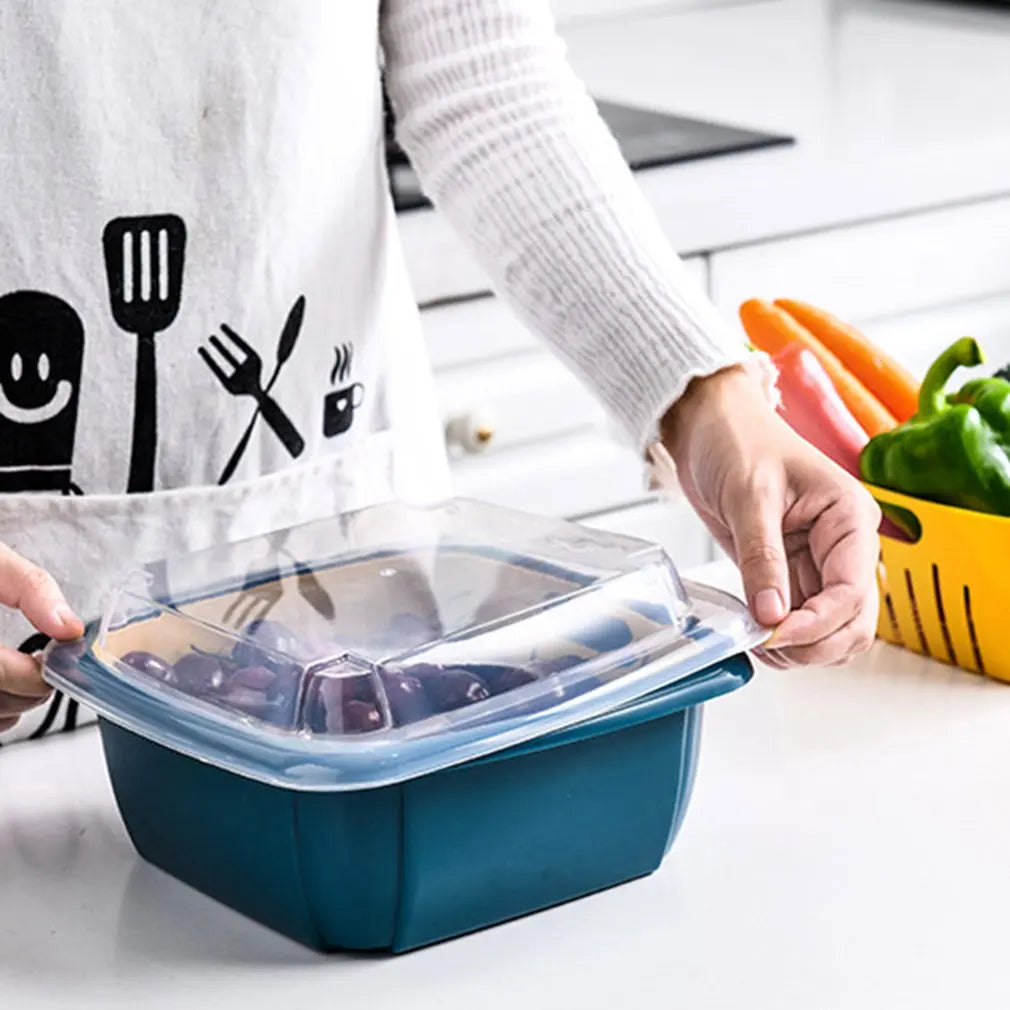 Pack of 2 Double Drain Kitchen Wash Basket and Refrigerator Strainer Vegetable Fruit Storage