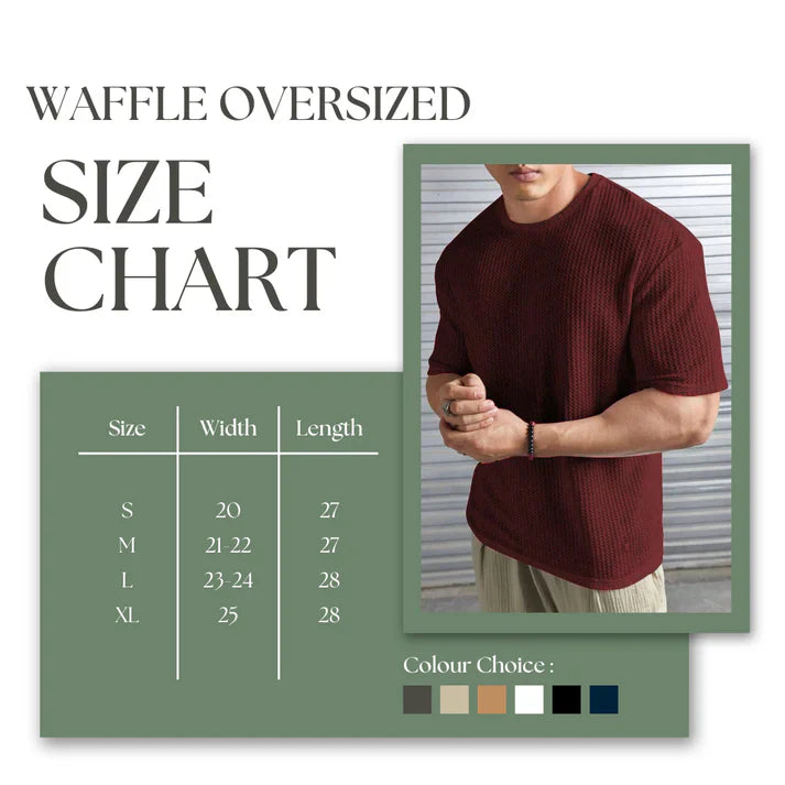 Oversized Waffle Knit Tee for Men – MAROON