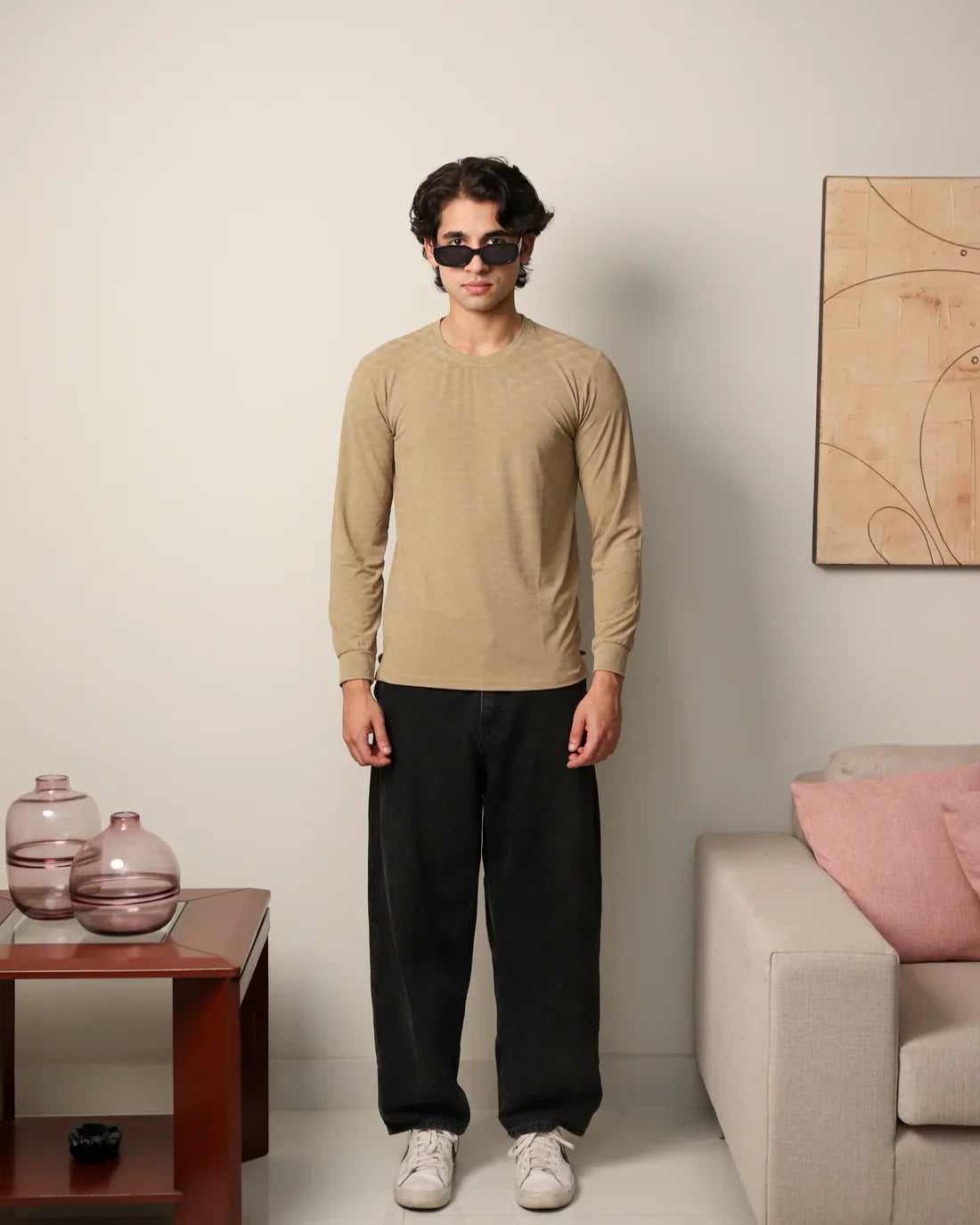 Textured Stretch Full Sleeves Tee