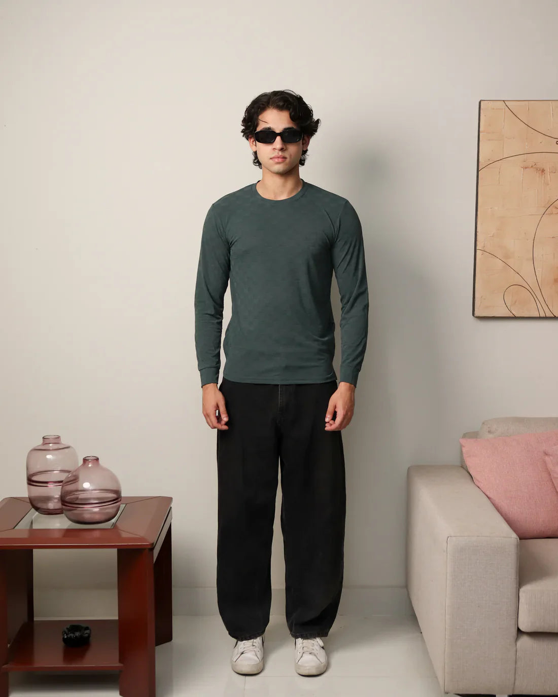 Textured Stretch Full Sleeves Tee