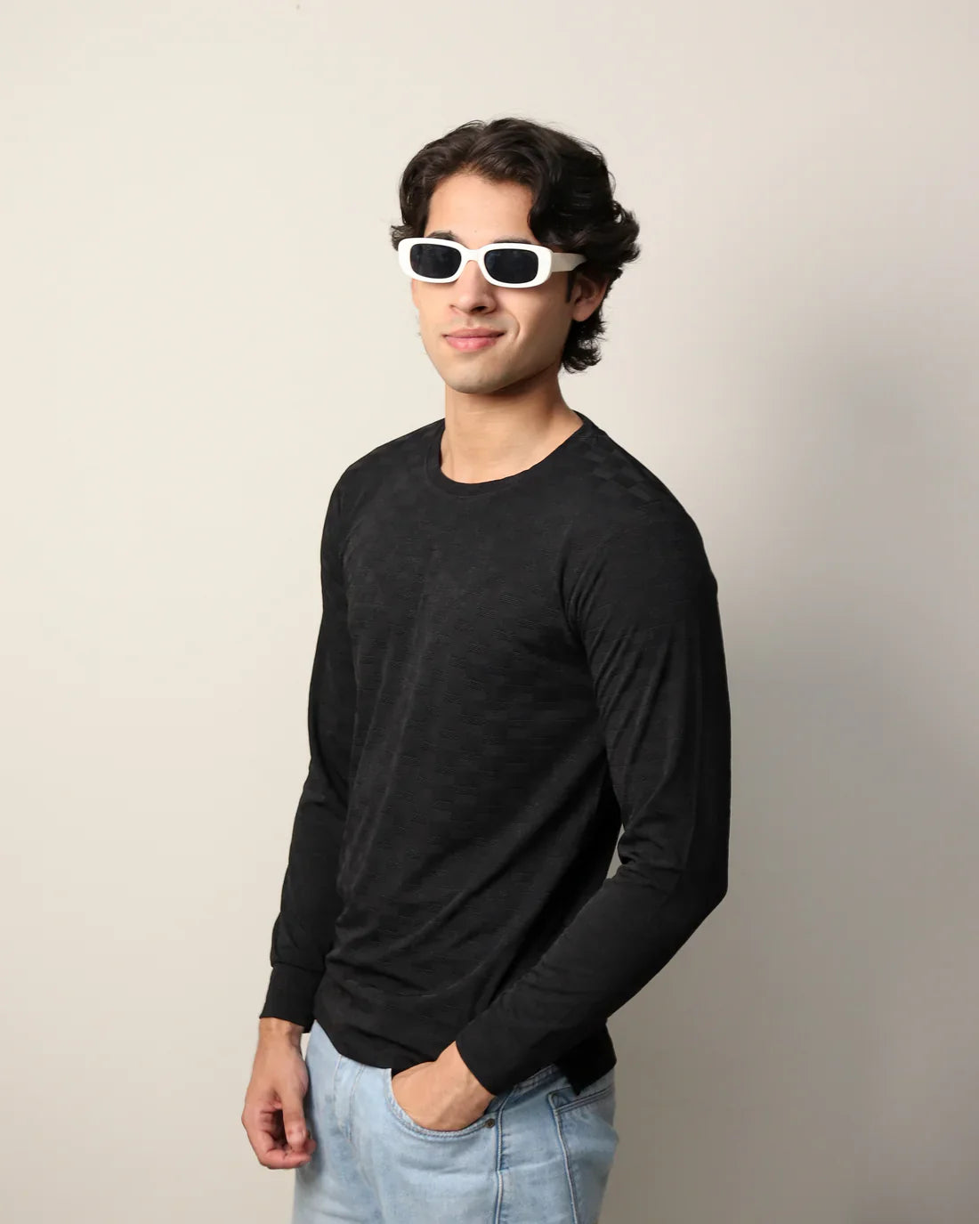 Textured Stretch Full Sleeves Tee
