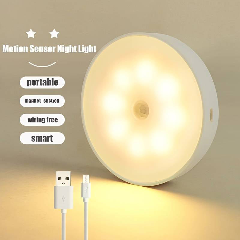 USB Charging Intelligent Motion Sensor Night Light for Hallway, Wardrobe, Bedroom, Bathroom, Kitchen, Basement, Cupboard and Garage