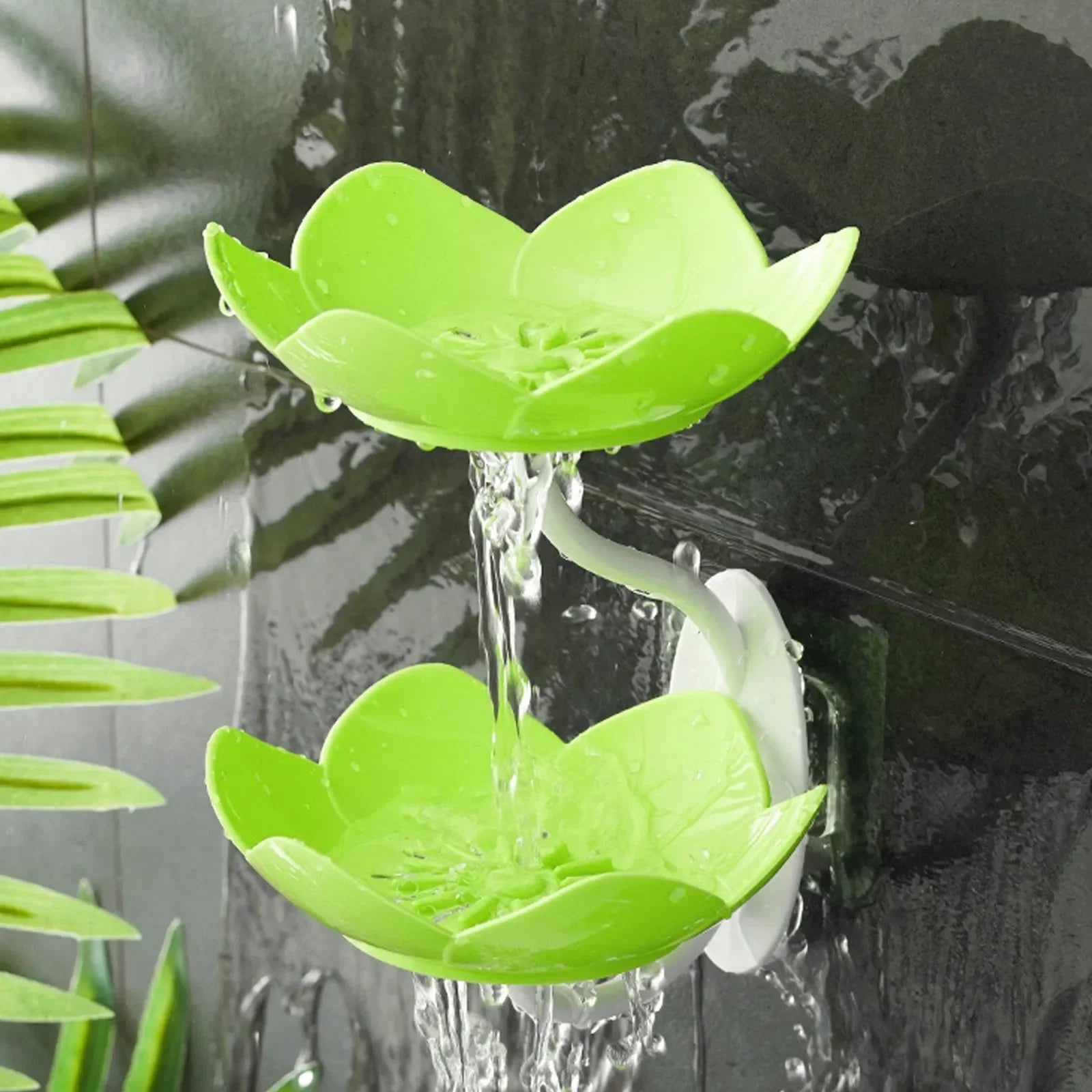 Wall Mounted Double Layer Lotus Flower Shaped Soap Holder