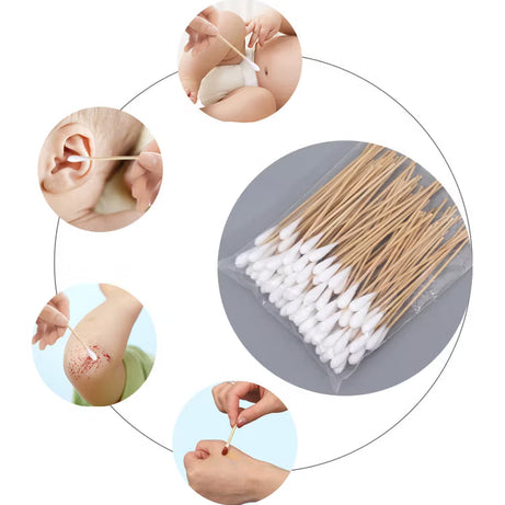 100pcs Wooden Stick Cotton Buds