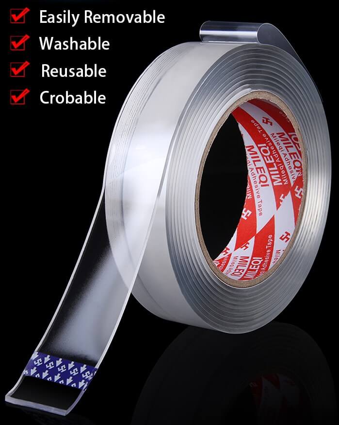 Imported Washable Reusable Nano Double Sided Transparent Tape for firm grip and Long Lasting Stickiness