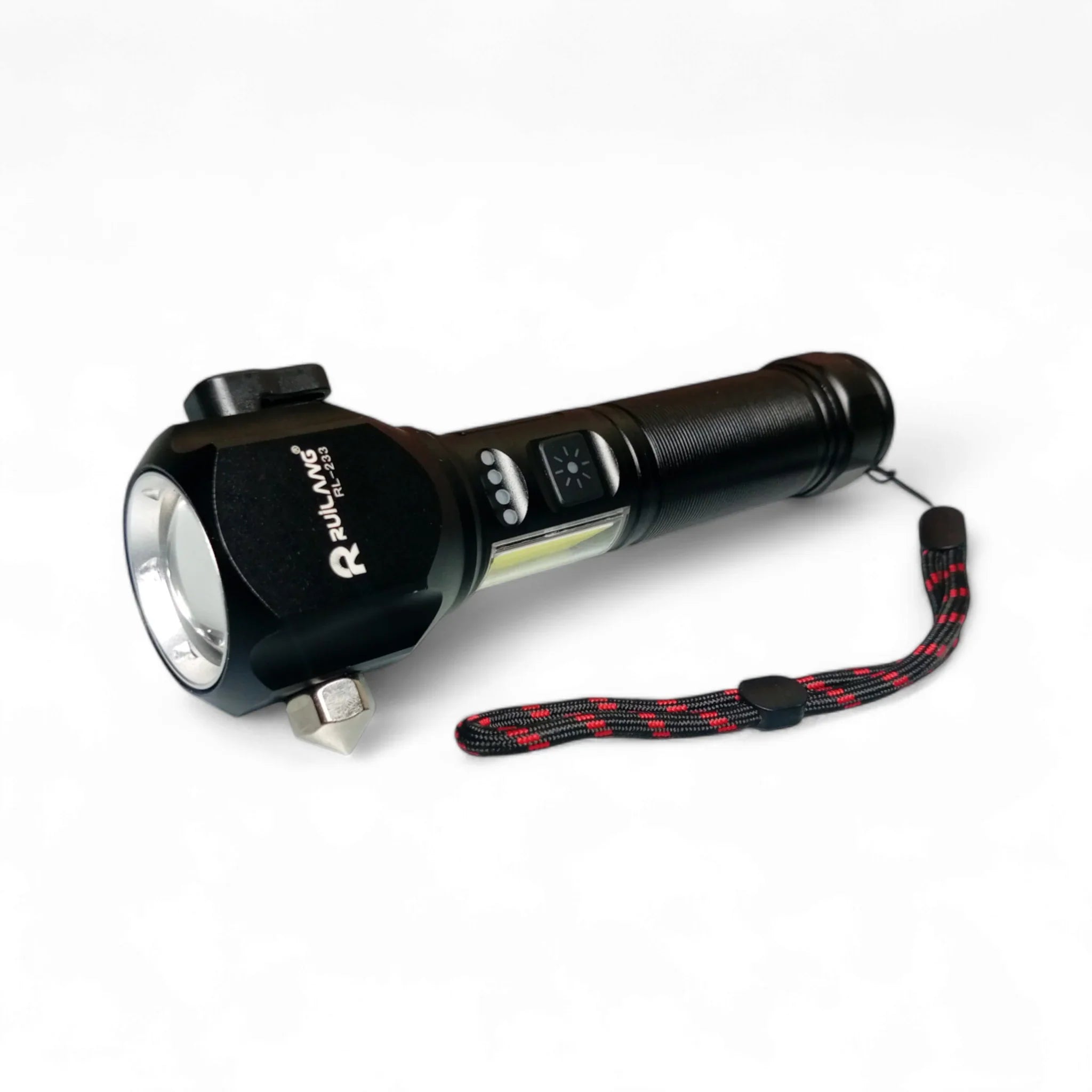 Ruilang Torch RL233 Metal LED FlashLight with Cutter Hammer and Mobile Power Bank