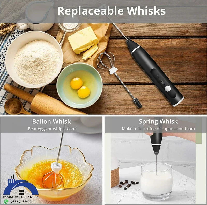 2 In 1 Electric Rechargeable Handheld Coffee and Egg Beater and Mixer &amp; Milk Frother