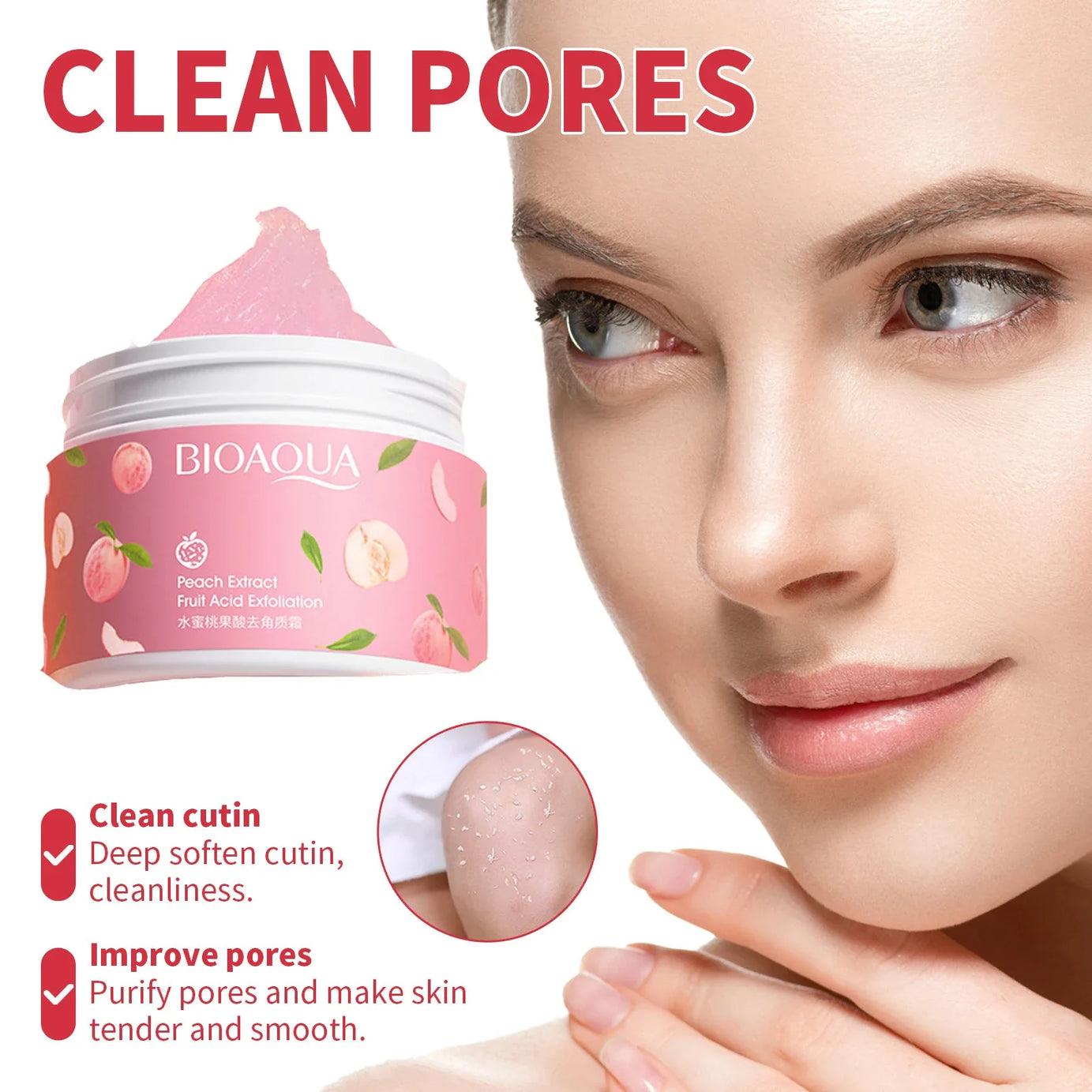Original Bioaqua Peach Extract Fruit Acid Exfoliating Face Gel Cream