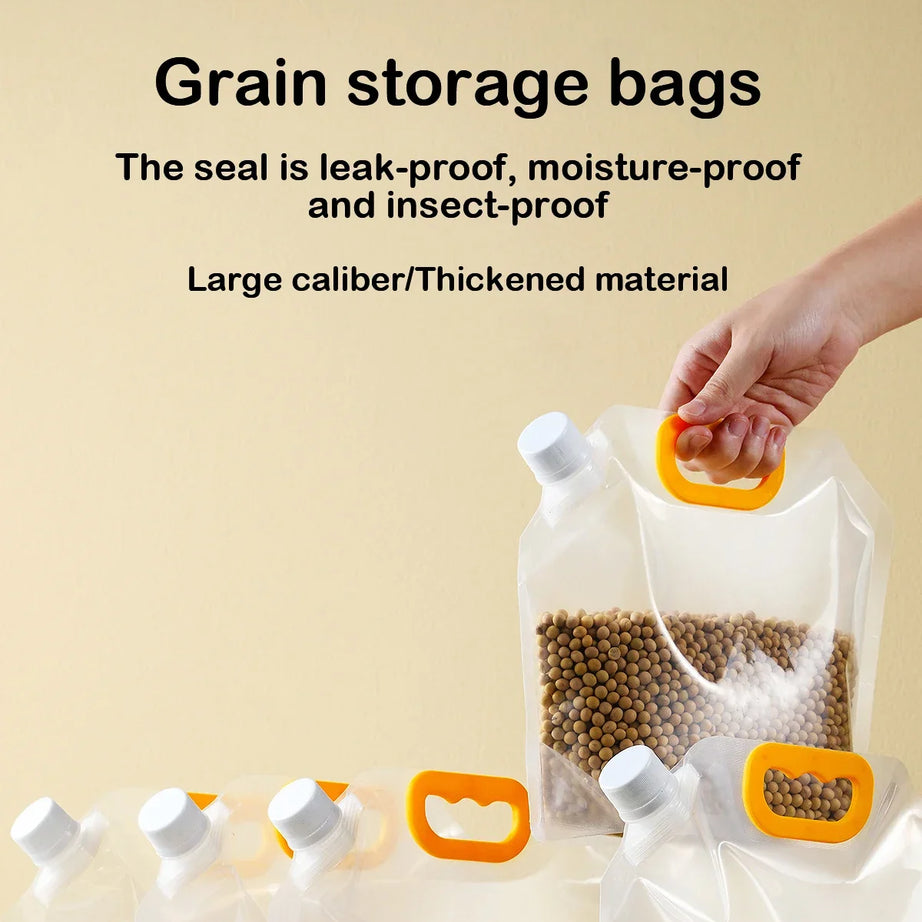 (Pack of 3) 3 Liters Reusable Moisture Proof Sealed Rice Packaging Kitchen Insect Proof Grain Storage Food Grade Bags
