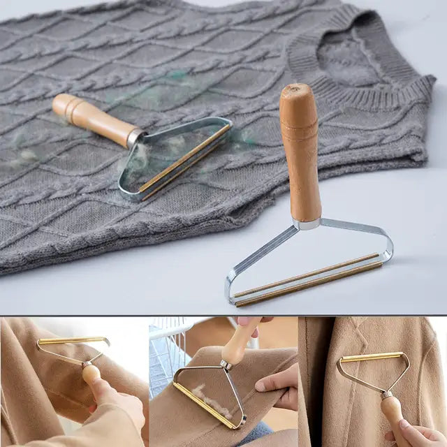 Portable Wooden Handle Lint Remover Brush