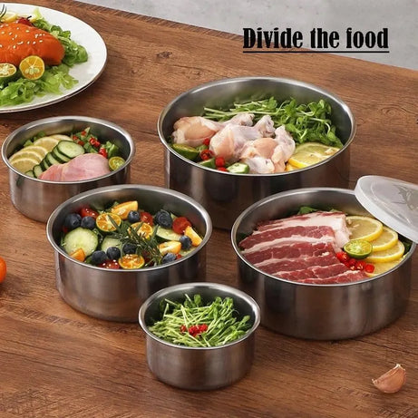 Fresh Box Set of 5 Stainless Steel Food Storage Containers with Airtight Lids