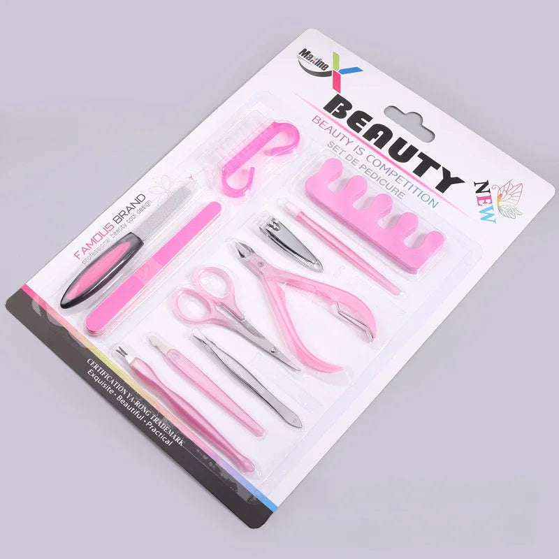 11 Pcs Set Clean Thick Hard Toenail Insert Nail Care Suction Dead Skin Removal Supplies Makeup Tools For Women