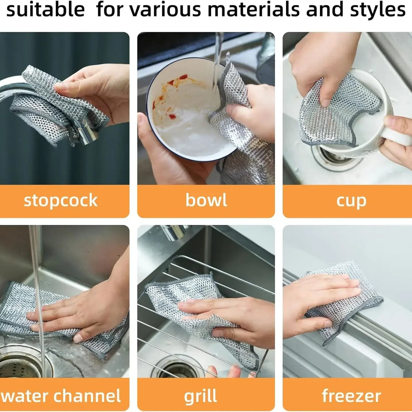11.11 Sale 6 Pcs Imported Steel Wire Kitchen Cleaning Cloths