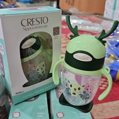 Portable Stain Resistant Kids Cute Bear Cartoon Straw Cup Water Bottle with Carry Strap and Measurement Marks For Children