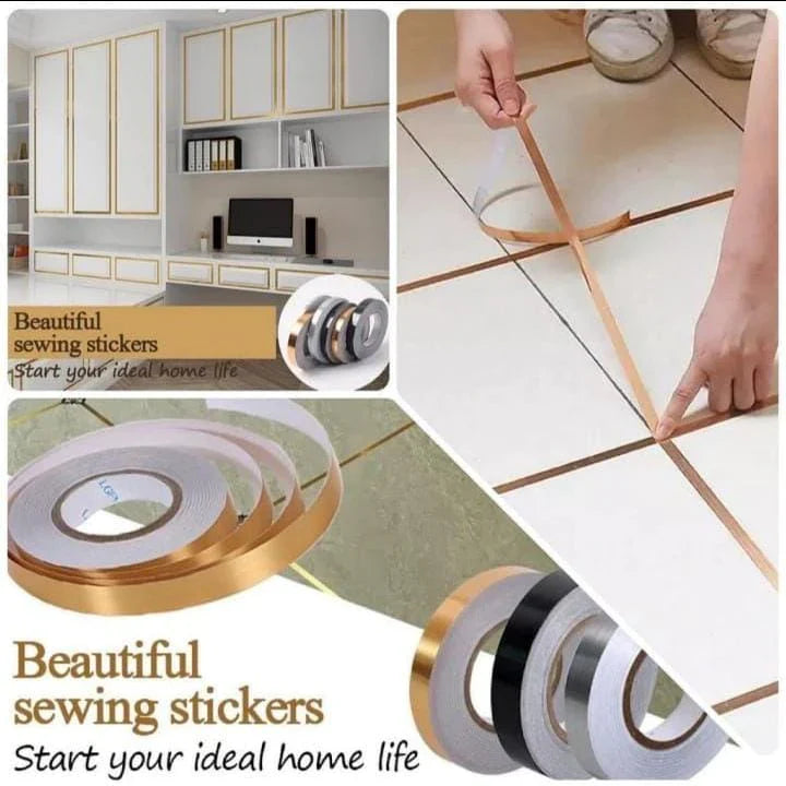 Self-Adhesive Sealing Tile Sticking Golden Decoration Tape For Home Floor Tiles and Wall Décor