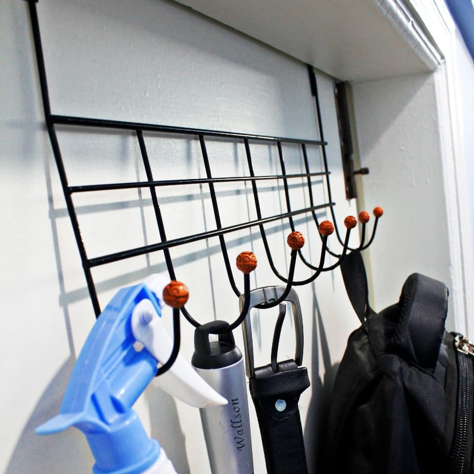 (Pack of 2) 7 Hooks Over the Door Hanging Storage Organizer for Hat Coat Purse Scarf Clothes Jacket Belt Bathroom