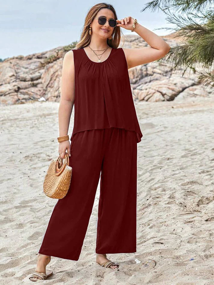 Plain Maroon Sando T-Shirt with Plazo Pajama