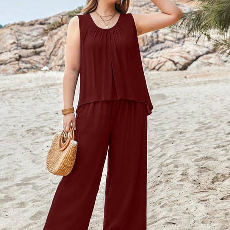 Plain Maroon Sando T-Shirt with Plazo Pajama