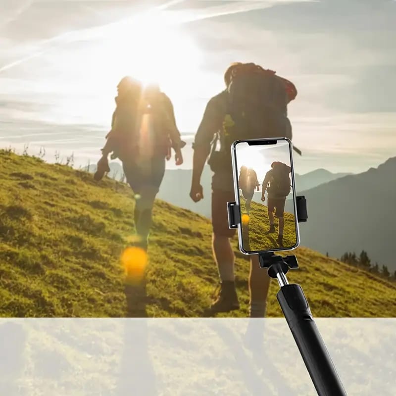 4 in 1 R1S Stainless Steel Selfie Stick Tripod with Wireless Remote for Live Streaming & Video Recording