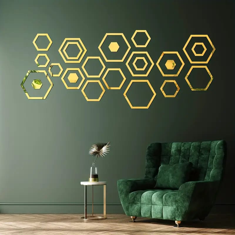 3D Acrylic Shatterproof Geometric Hexagon Mural Self Adhesive Wall Arts Decals Stickers Set For Home Decoration