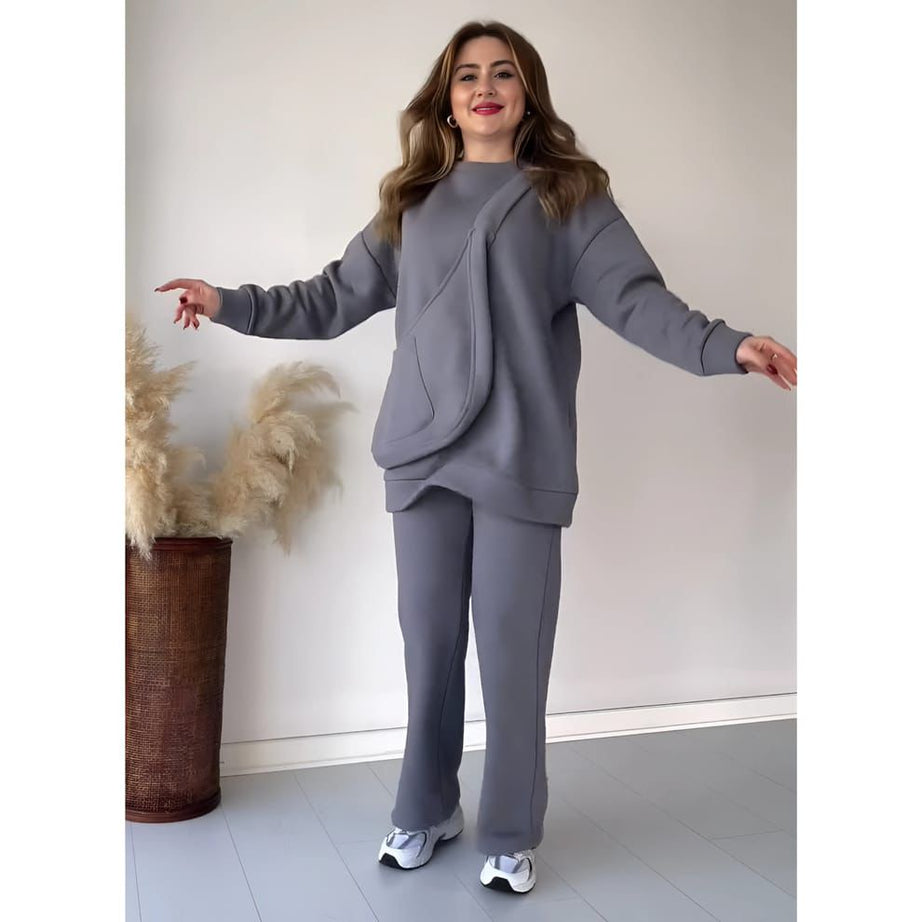 Premium Quality Winter Warm Fleece Hoodie with Trouser Bag Co Ord Set For Women