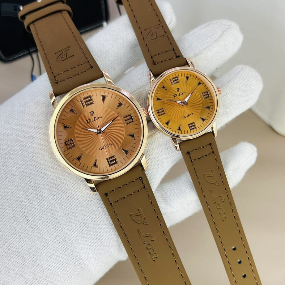 (Pack of 2) D Com Quartz Stainless Steel Clock Dial Analog Wristwatch For Men and Women