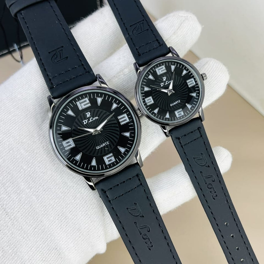 (Pack of 2) D Com Quartz Stainless Steel Clock Dial Analog Wristwatch For Men and Women