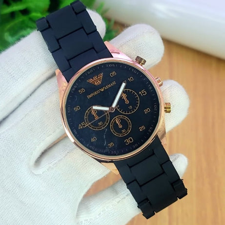 Emporio Armani Luxury Chain Design Clock Dial Analog Wristwatch For Men