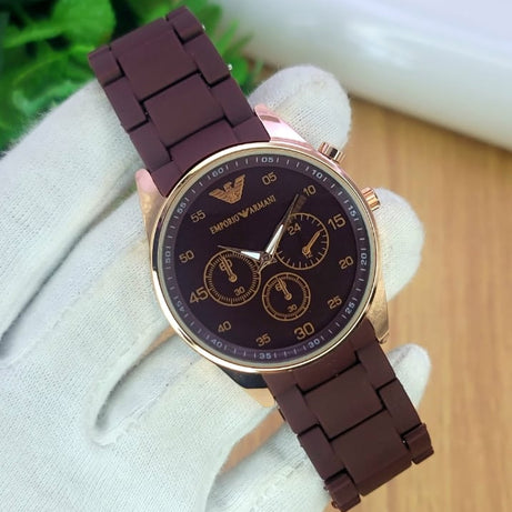 Emporio Armani Luxury Chain Design Clock Dial Analog Wristwatch For Men