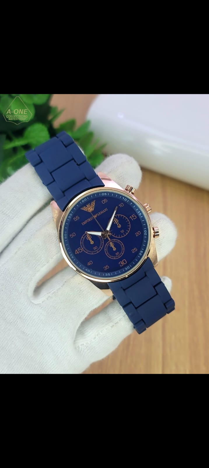 Emporio Armani Luxury Chain Design Clock Dial Analog Wristwatch For Men