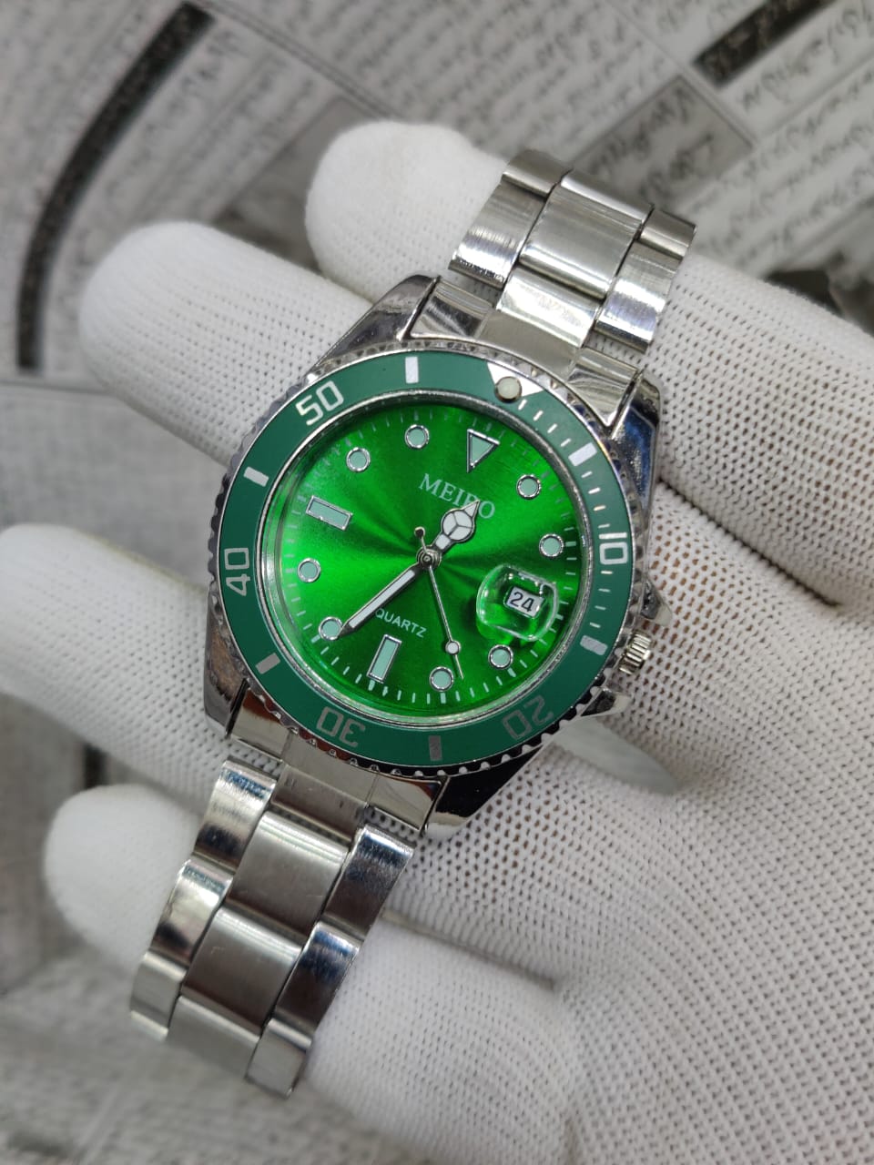 Meibo Stainless Steel Shock Resistant Quartz Movement Clock Dial Analog Wristwatch For Men