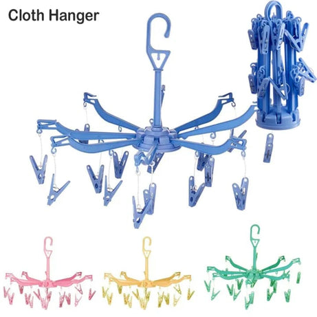 Portable 360 Degree Rotatable Folding Sock Quick Dryer Hanger for Washing Line Travel Towels and Baby Clothes