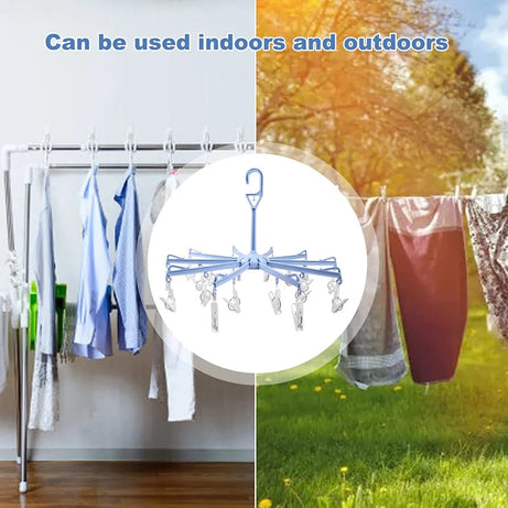 Portable 360 Degree Rotatable Folding Sock Quick Dryer Hanger for Washing Line Travel Towels and Baby Clothes